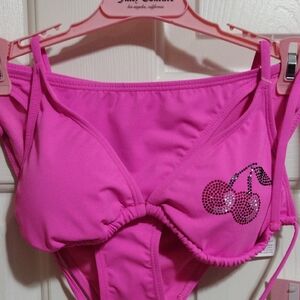 Juicy Couture Hot Pink Rhinestone Cherry 🍒 Bikini Set 🆕